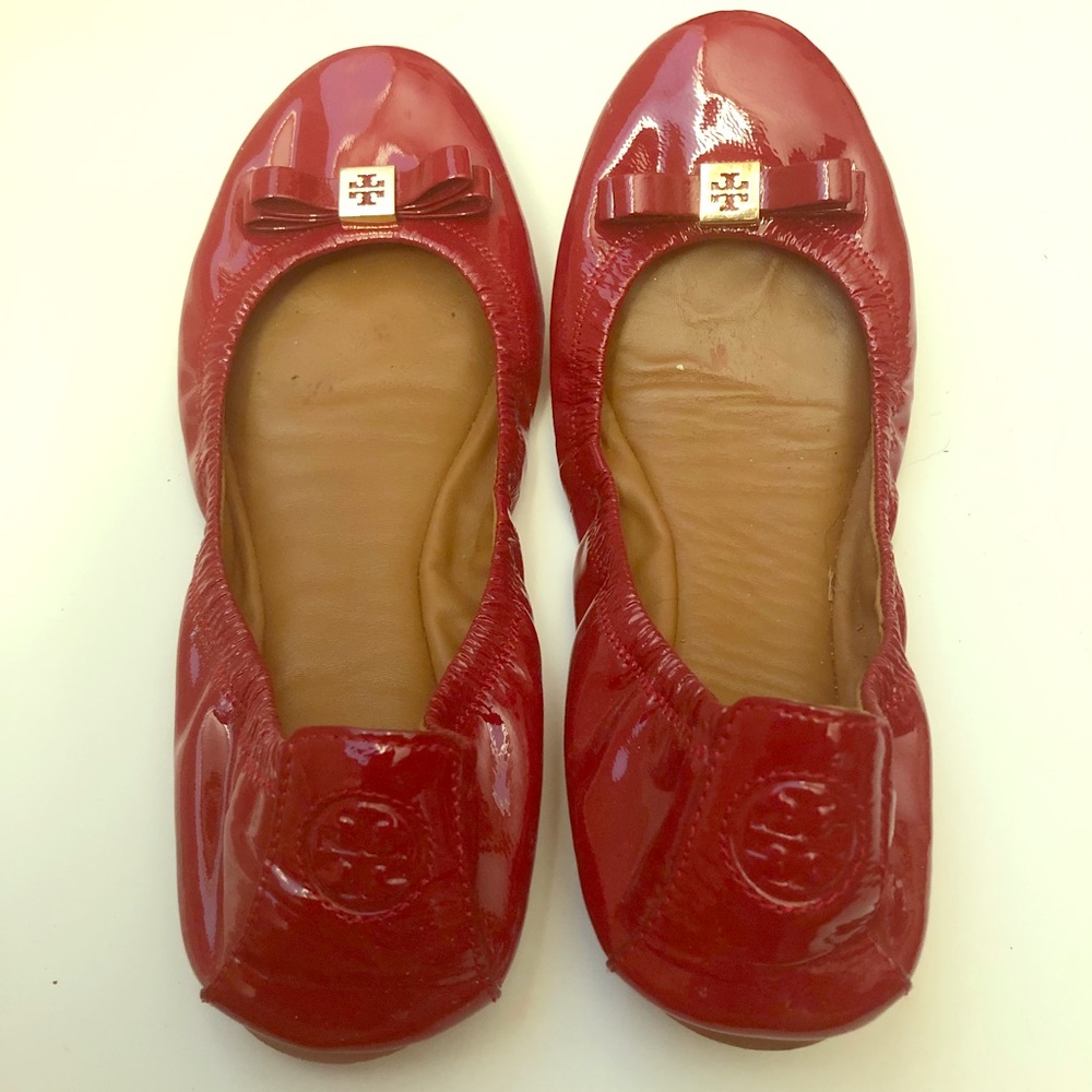 Tory Burch patent leather red flats 9.5